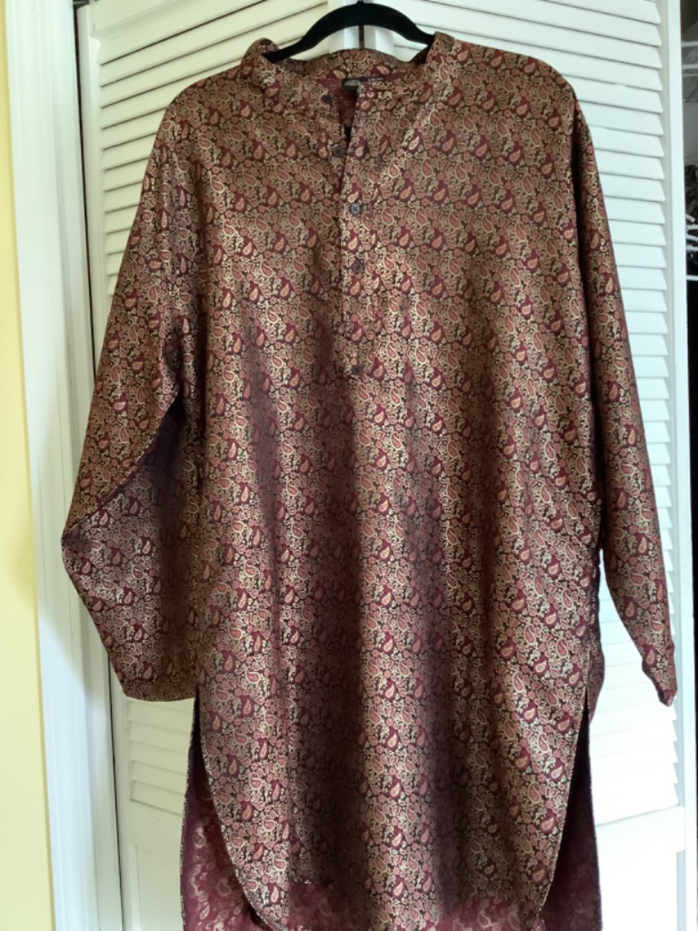 Men's Paisley Kurta Tunic Shirt Size LG/XL